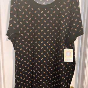 LuLaRoe Black and Brown Polka Dot Short Sleeve Tee